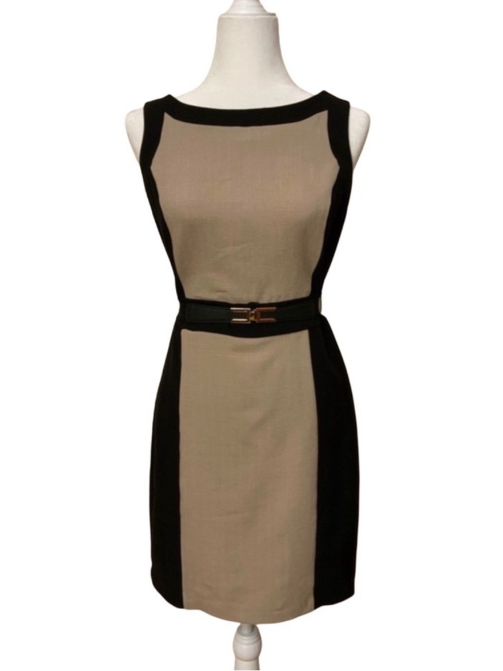 BCX - Tan and Black Color Block Sleeveless
Sheath Dress - Size 7 & 9!